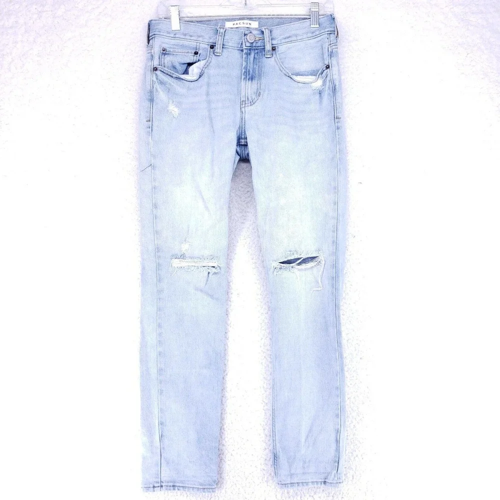 Pacsun Distressed Skinny Blue Jeans Men Size 28W x 30L Soft Denim Casual Pants